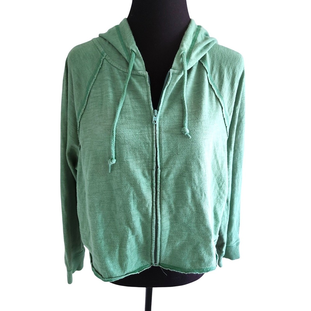 Victoria's Secret PINK Cropped Zip Hoodie Green Medium‎ Y2K Athleisure Aesthetic